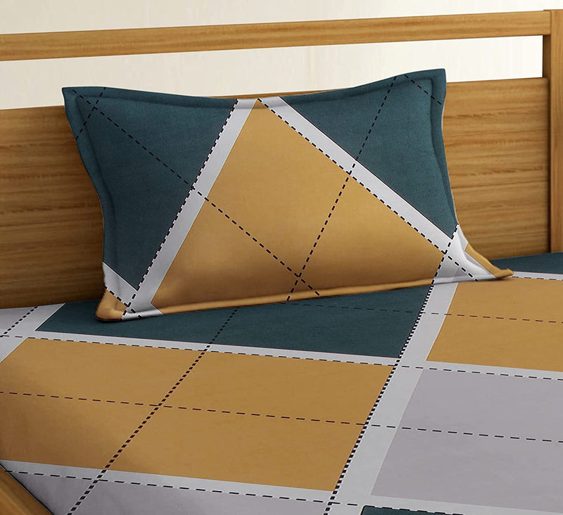 RD TREND 3D Printed 144 TC Single Flat Bed Sheet with Pillow Cover