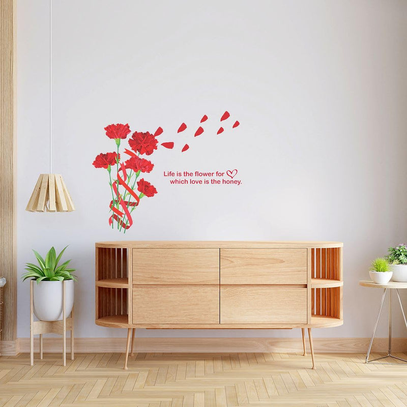 CVANU Life is The Flower with Flowers Self-Adhesive Vinyl Wall Sticker for Wall Decoration (32inX40in)_S269