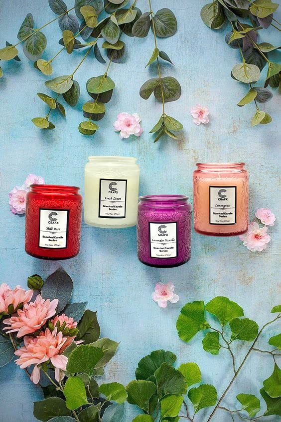 CRAFX Scented Candle with 85gm/3oz Natural Soy Wax Eco-Friendly Glass Jar Scented Candles Gift Set for Home Decor, Scented Candles - Set of 2 (Lavender Vanilla | Fresh Linen)