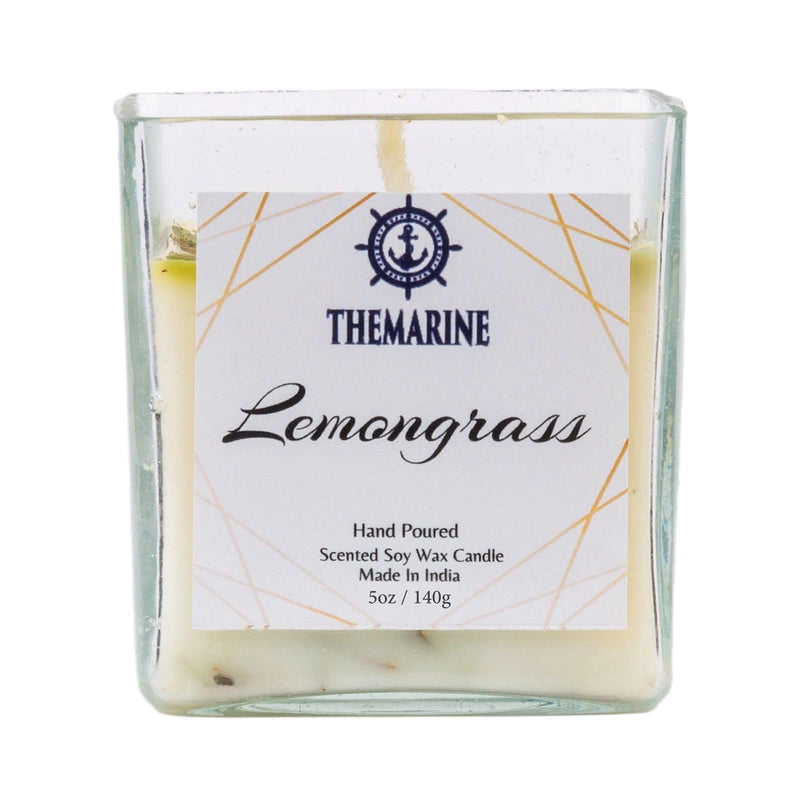 THEMARINE Lemongrass Scented Soy Wax jar Candle | Natural Soy Wax | No Smoke Wick