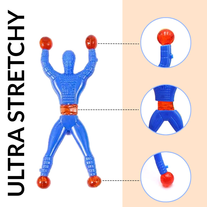 Kidology Wall Climbing Man Sticky Wall Climber Toy Rolling Man for Kids Stretchy Sticky Novelty Toy for Children Toys Gift for Kids chipko Sticky Wall Climbing Toys (Pack of 12)