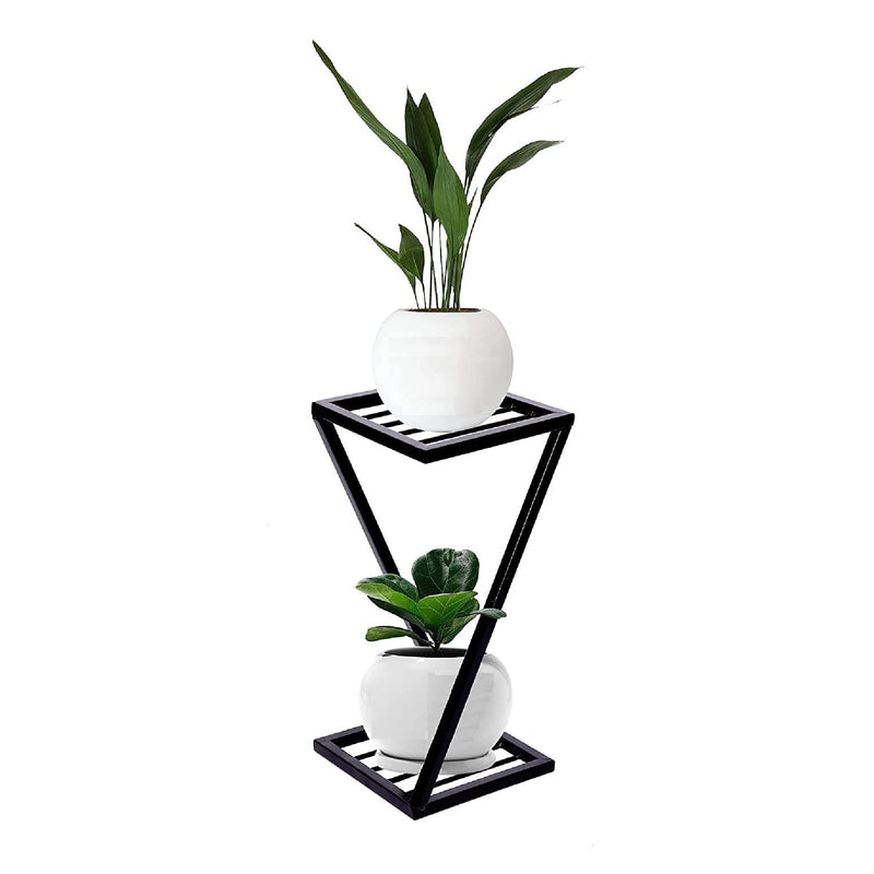 N.A Supplier Metal Stylish New Z Shape X Shape Metal Planters Stand| Black Stand Strong Legs Perfect Stand for Planter Indoor and Outdoor (40 CM Stand) Set of 1