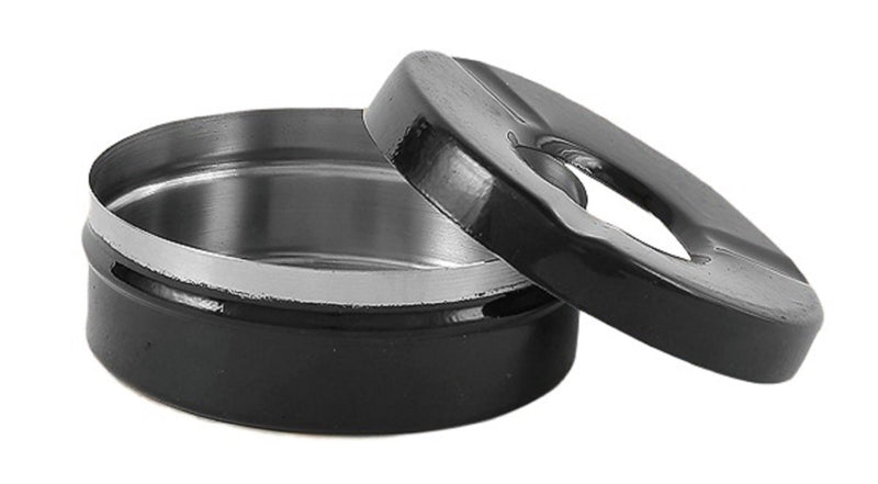 Dynore Stainless steel Black/Silver Round Lid Ash Tray- Set of 6