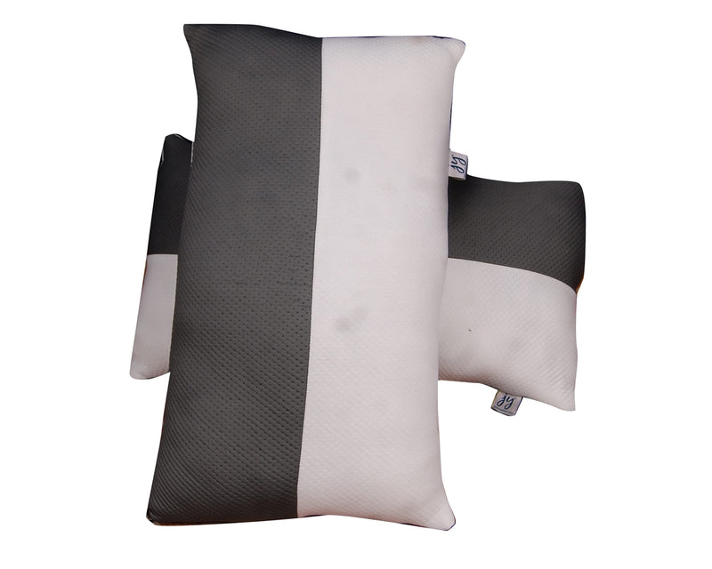 JY Conjugated Fiber Pillow with Knitted Fabric Grey & White (68 x 40 CM) Set of 2 PC