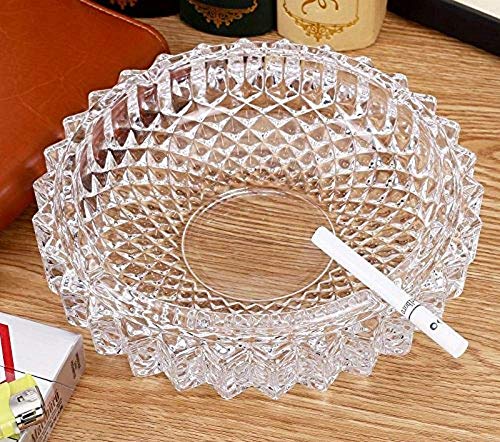 Zeguard Handicraft Crystal Round Ashtray with Attractive Pattern | Best for Home Decor Office Table Decor | 13cm