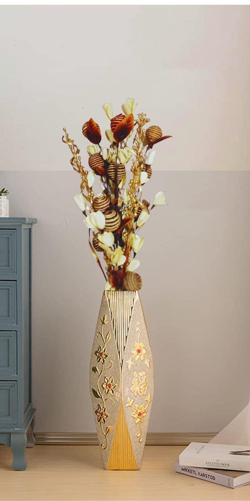 Set of 2 Beautiful Bouquet for Home Decor Dried Plant Parts and Jute/Without Vase / 48 cm Height/Eco-Freindly/Multicolour