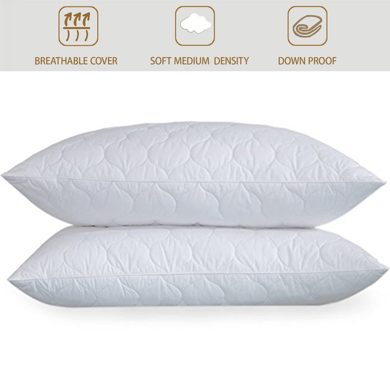 LA VERNE Virgin Microfibre Blown Technology Filled Quilted Anti Bacterial cloth Sleeping Pillow Pack of 2 (27X16 Inch) (White)