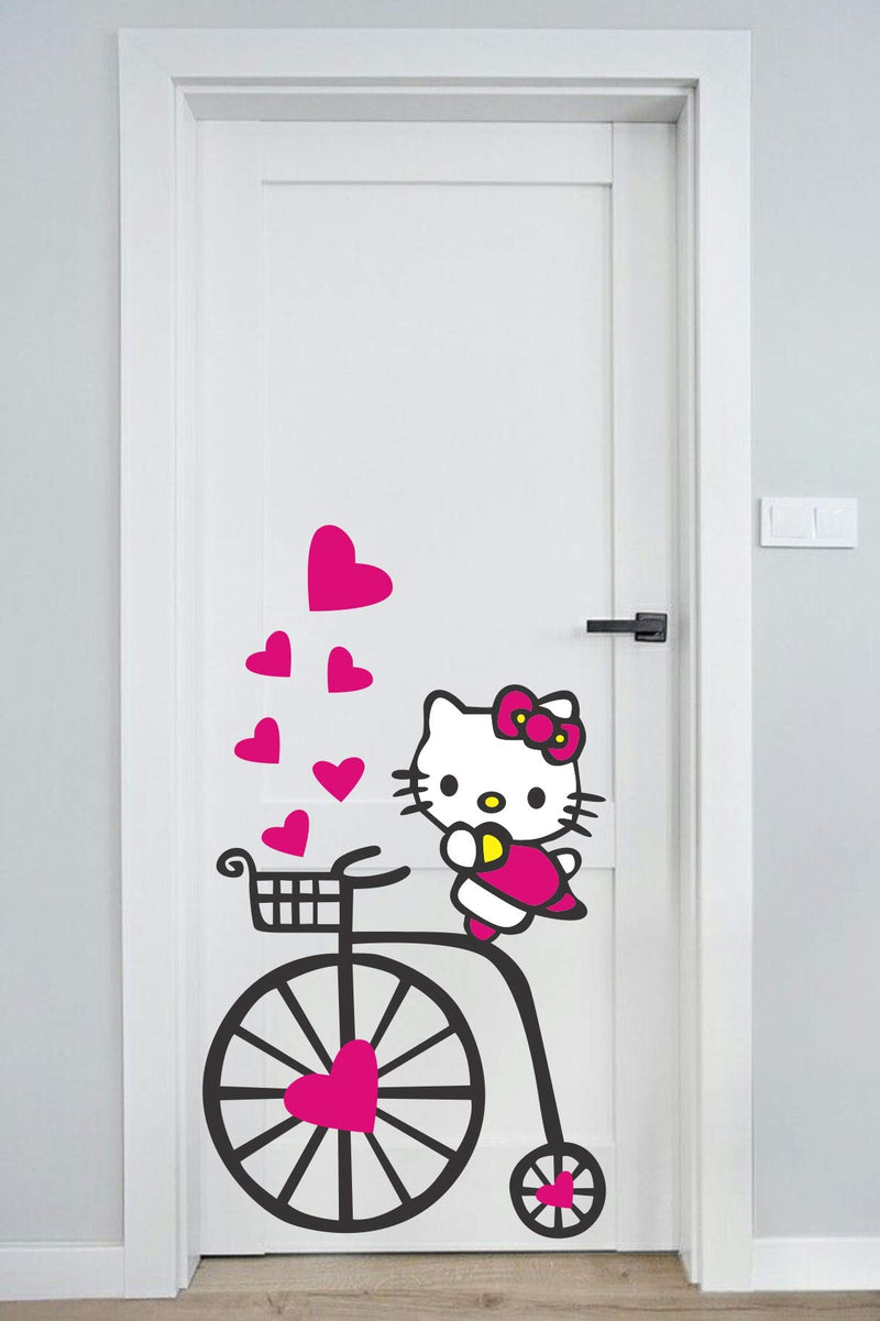 Sticker Studio Kitty Door Sticker & Decal (PVC Vinyl, Size- 58 Cm X 53 Cm)