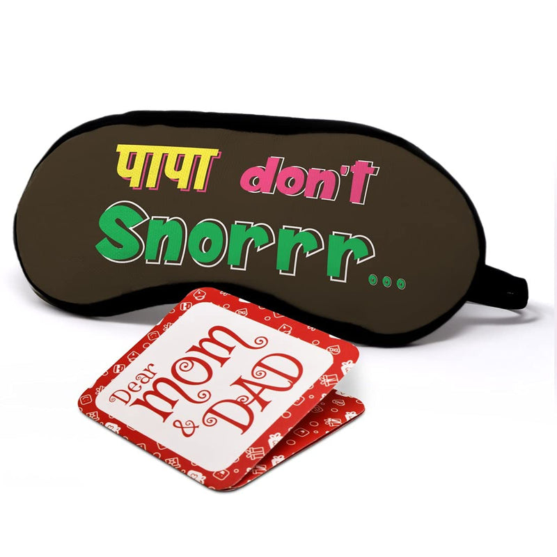 Indigifts Fathers Gifts Papa Don't Snorr Quote Pop Art Style Brown Sleep Mask 7.8X3.3 inch - Best Gift for Dad-Papa-Father in Law-Birthday, Father Gift, Eye Mask for Sleeping, Eye Cover for Daddy