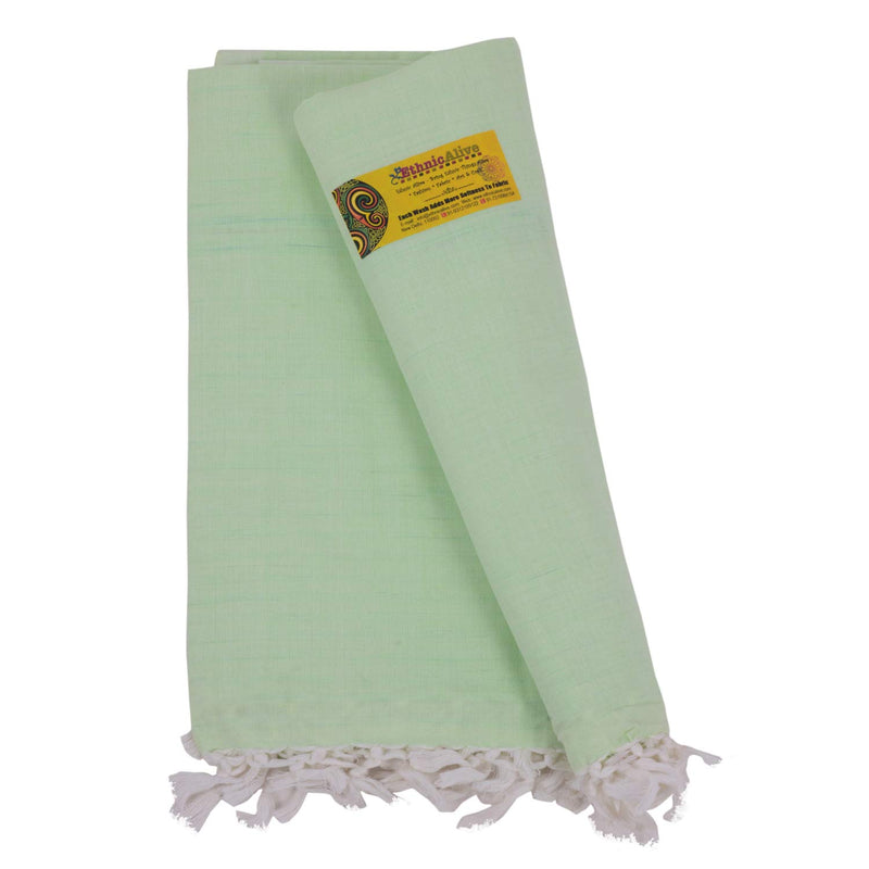 EthnicAlive Handloom Bhagalpuri Cotton Blanket Organic Silky Extra Soft Feel Chadar Fort All Season Use-Light Green