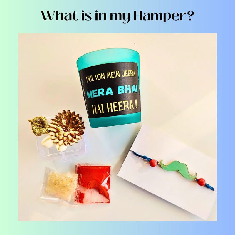 THE TINGE Mera Bhai Hai Heera Musk Scented Candle Rakhi Hamper with Rakhi and Roli Chawal HamperRakhi Roli Chawal Rakshabandhan Gift Hamper Box for Brother Sister