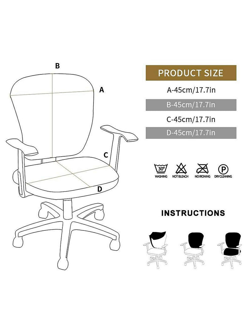 Cortina Rotating Chair Office Covers | Soft Stretchable Elastic Spandex Material | Elastic Computer Chair Slip Covers | Removable Chair Case | Marble Print – Grey | Chair Cover Set of 1