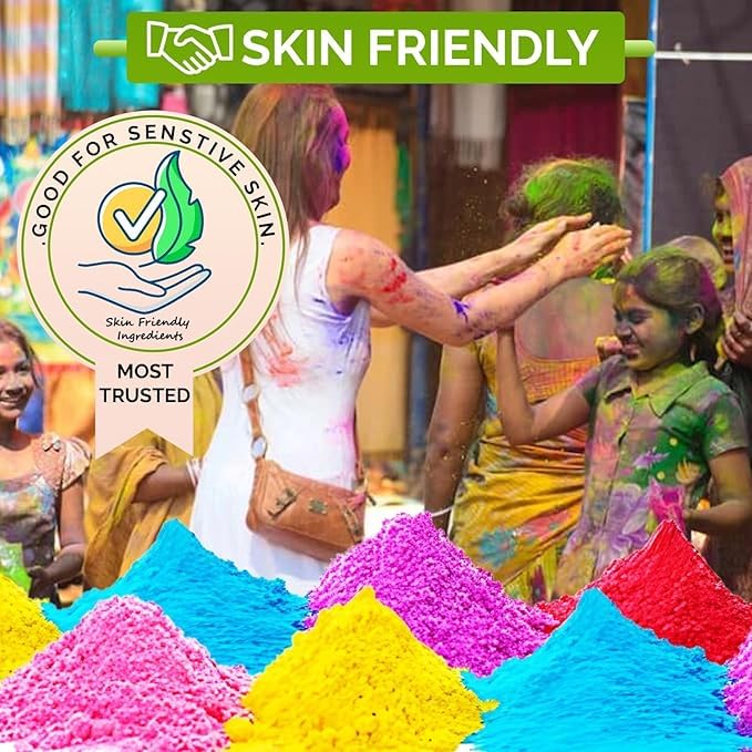 FETE PROPZ Gulal (Multicolour) (Pack of 8) | 100% Natural and Herbal Gulal | Organic Coloured Powder | Non-Toxic and Skin-Friendly Holi Gulal | Holi Celebration