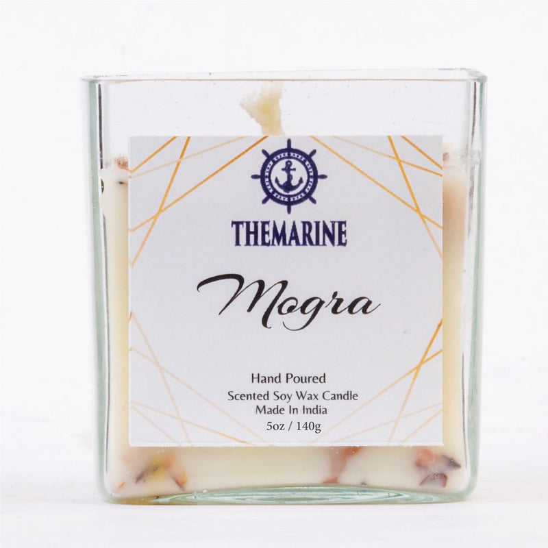 THEMARINE Mogra Scented Soy Wax jar Candle | Natural Soy Wax | No Smoke Wick