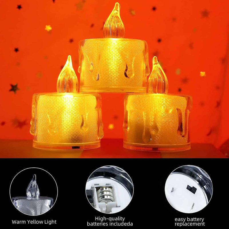 TGOPIT 24 Pcs Flameless and Smokeless Decorative Acrylic Candles Transparent Led Tea Light Candle for Gifting, House, Diwali, Christmas, Festival, Events Decor Candles