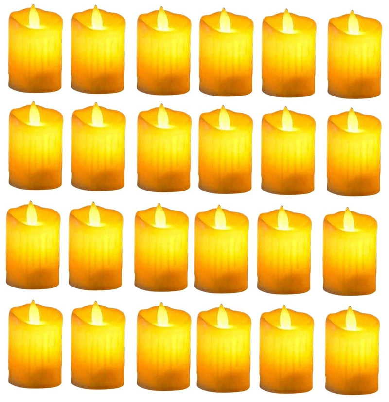 Veecraft LED Candle, Dancing Flame, Smokeless Flameless Tealight Candles, Battery Operated LED Candles for Home Decoration, Diwali, Christmas (Yellow, Dancing Flame, Pack of 12)