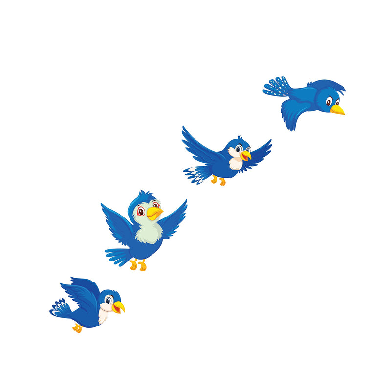 VVWV Flying Blue Birds Wall Sticker Educational Home Decor Living Room Bedroom Play School Printed Wall Stickers L x H 70 x 90 Cms