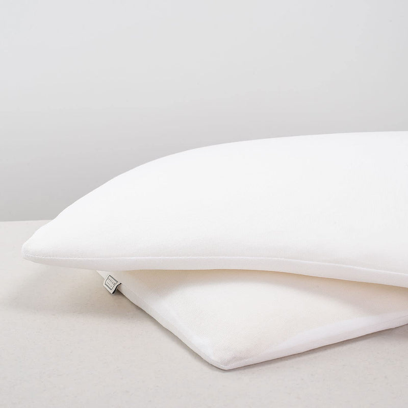 SPREAD SPAIN® Memory Foam Ultra Slim Flat Pillow 42x64 cm White and Dual-Sided Memory Foam Pillow, Anti-Bacterial and Hypoallergenic, Excellent for Stomach Sleeping