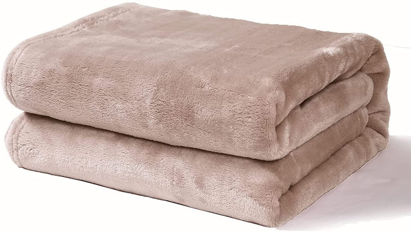 BSB HOME Polyester Premium Plush Single Blanket|300 GSM Lightweight Cozy Soft for Bed, Sofa, Couch, Travel&Camping|150X220 Cm Or 60X86 Inches|Beige,200 TC