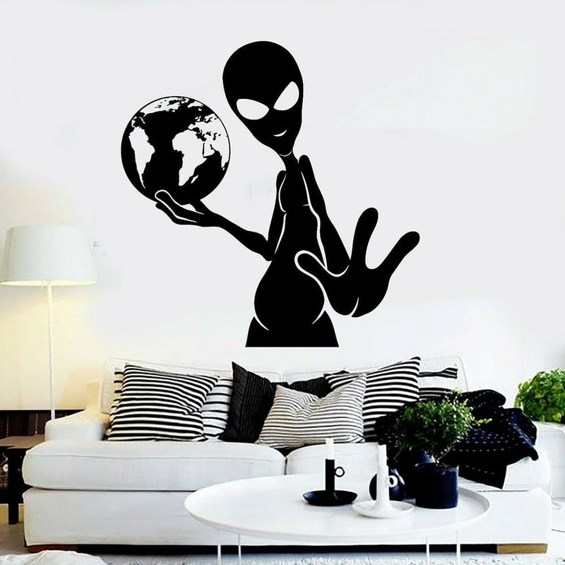 GADGETS WRAP Vinyl Vinyl Wall Decal Alien Earth UFO Teen Room Humanoid Wall Stickers