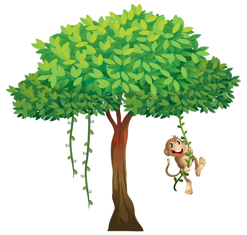 Tuffuk Tree with Monkey Large Vinyl Wallstickers for Home Decorations(70 cm x 70 cm)5TZ249