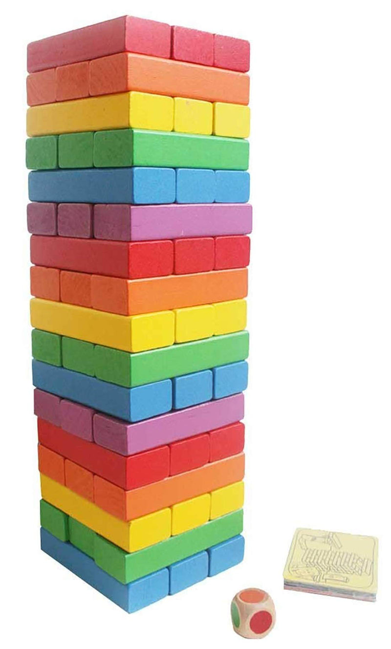 Webby for Adult's Wooden Colorful Building Blocks Educational Game Toy - 54 Pieces