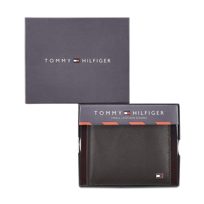 Tommy Hilfiger Felix Leather Global Coin Wallet for Men - Brown, 4 Card Slots