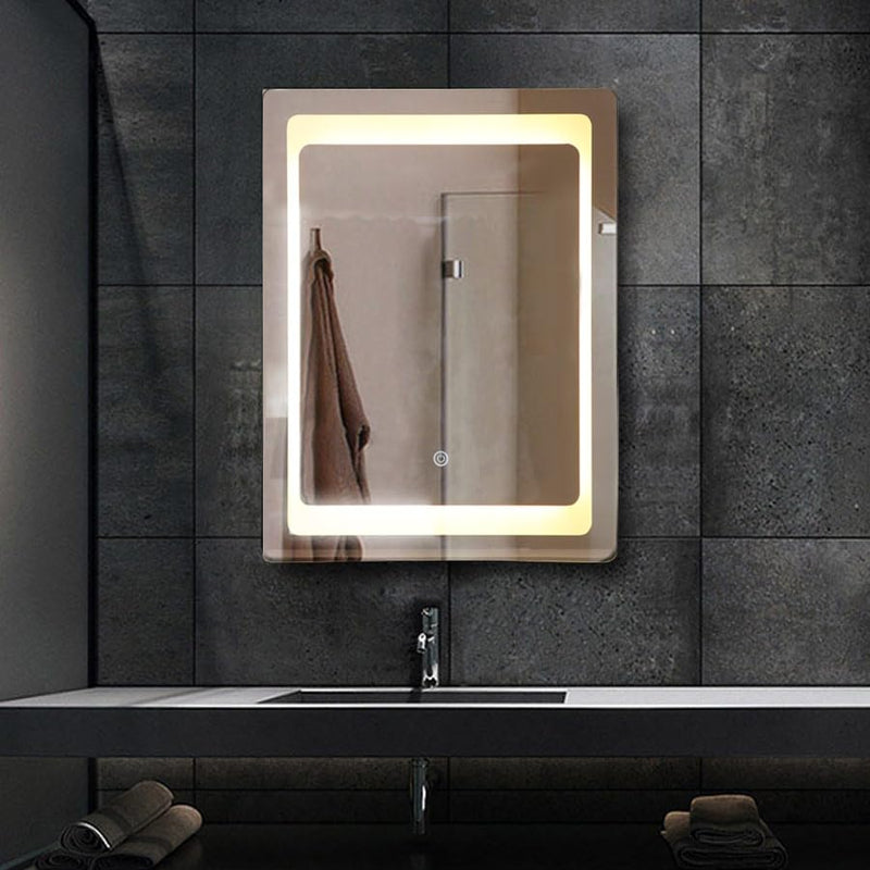 TINITALO Bathroom LED Mirror Home Mirror Wall Mirror with Touch Sensor, 3 Light Effects, Glass, Rectangular LED-6 (18 x 48 Inch)