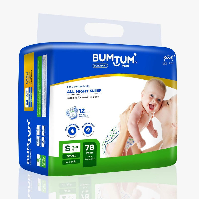 Bumtum Baby Diaper Pants, Small/S Size, 234 Count, Double Layer Leakage Protection Infused With Aloe Vera, Cottony Soft High Absorb Technology