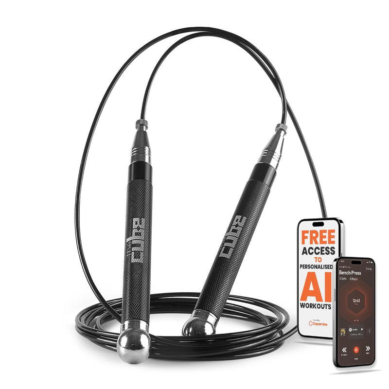 The Cube Club Aluminium High Speed Skipping Rope With Adjustable Wire For Men&Women Professional Adjustable Jumping Rope For Exercise Workout&Weight Loss (Black)