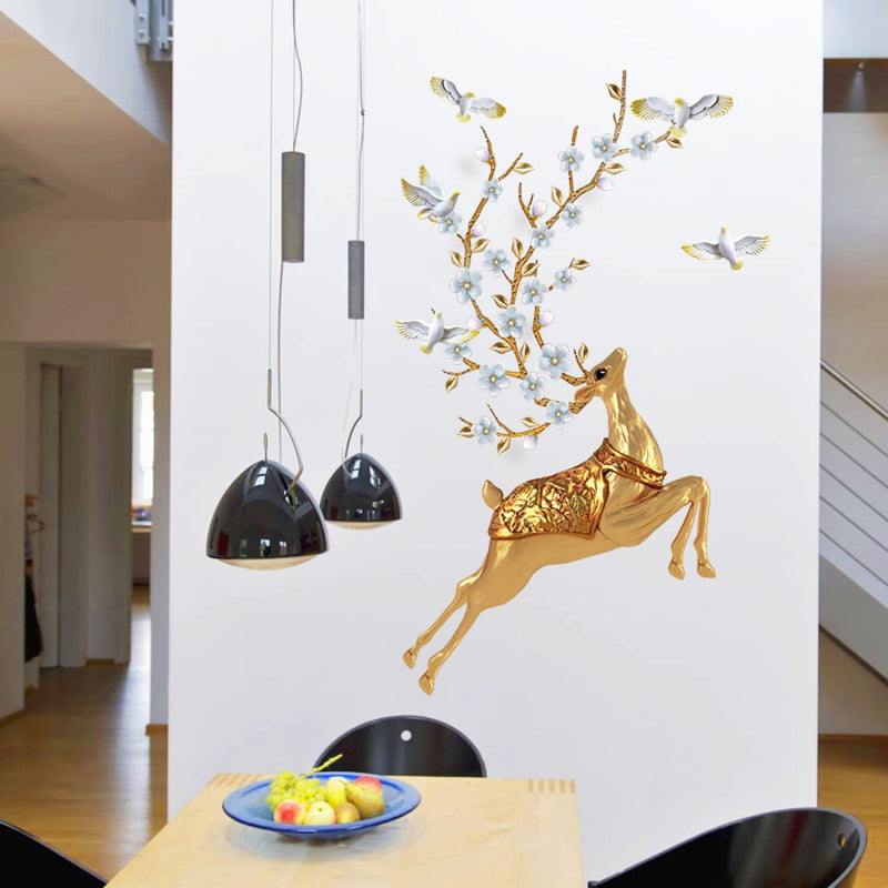 JAAMSO ROYALS Golden Deer Wall Stickers for Kids, Wall Stickers for Kids Room, Kids Wall Stickers for Kids Room, Kids Room Wall Sticker (60 CM x 90 CM)