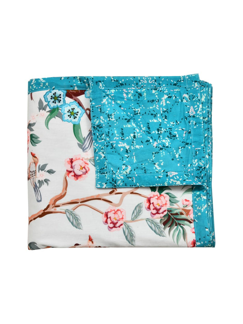 EVER HOME Digital Print Reversible AC Dohar Single Bed Cotton for Summer 120 GSM, Mild Winter Blanket, Blue Floral 59 x 88 inches