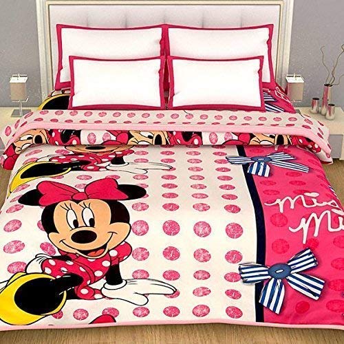 ROMAN HOMES Micky Mouse Cartoon Design Print Reversible Microfiber Single Bed AC Blanket for Kids ( Multicolour )