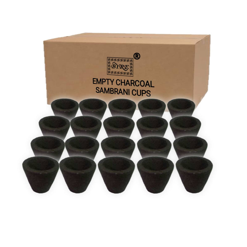 Byre Black Charcoal Sambrani Dhuni Cups (Empty Cups) (100)