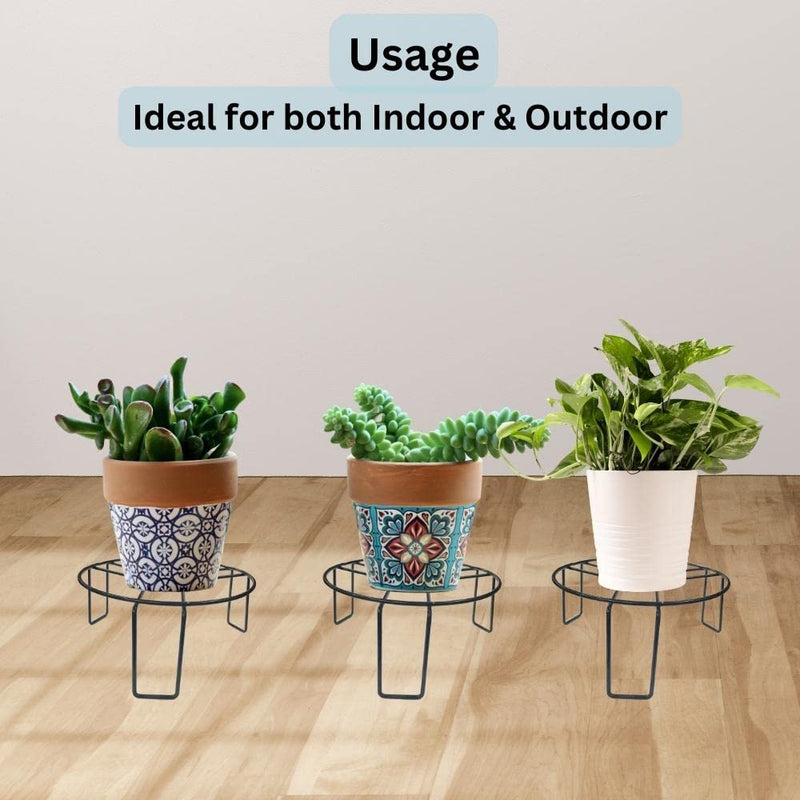 Go Hooked Flower pot stand | Gamla stand | Plant stand for balcony | Pot stand for indoor plants | planter stand | Flower stand for balcony | plant stands for indoor living room (Black, Pack of 2)