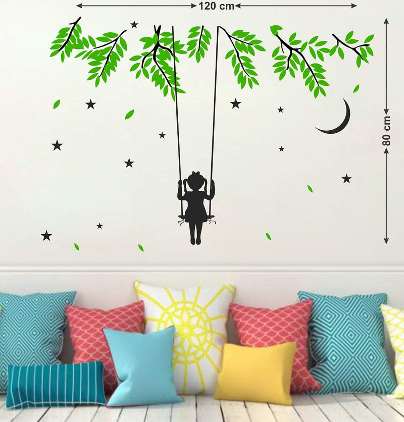 Tuffuk Little Girl Multi Extra Large PVC Vinyl Wallsticker for Home Decorations (120 cm x 80 cm)6TZ002