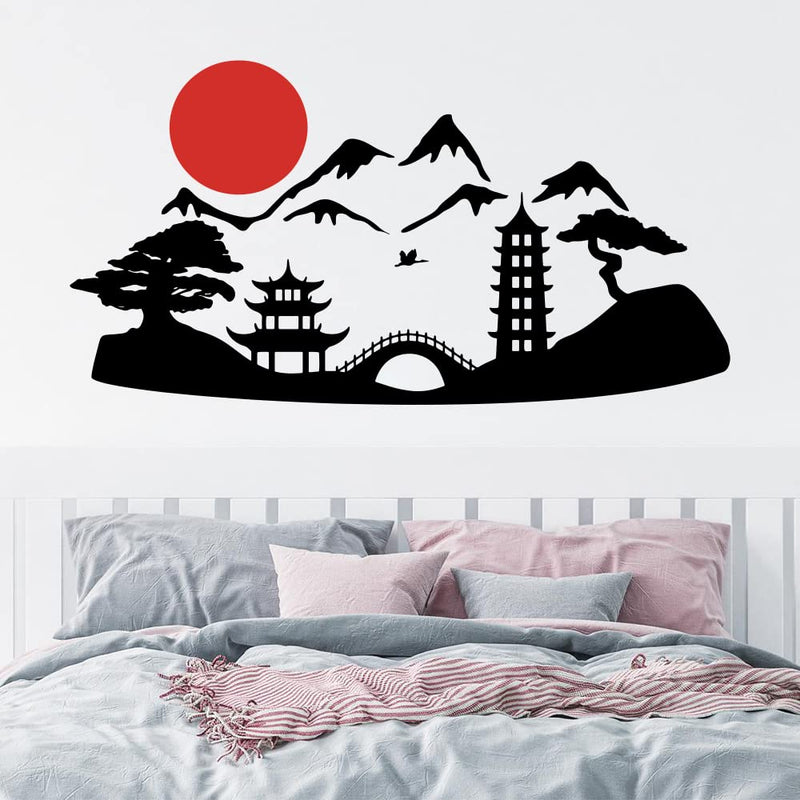 GADGETS WRAP Vinyl Decal Sticker Japan Landscape Pagoda Sakura Sun Temple (Item Finish Size : 100cm x 52cm)