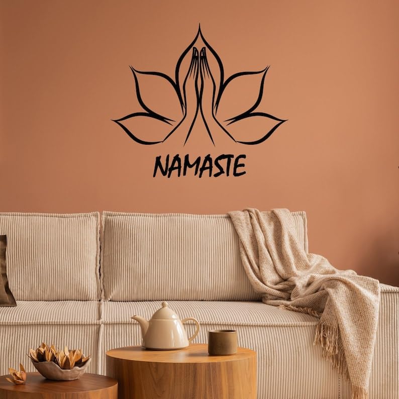 SnappySticker Namaste Wall Sticker PVC Vinyl Easy to Stick (27 X 30)