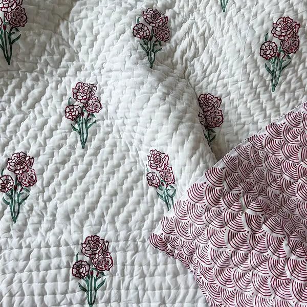 THE JAIPUR WALA Organic Mulmul Cotton Quilt - Rose