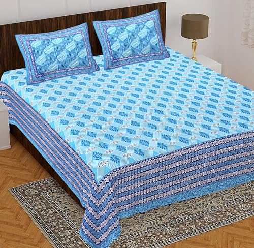 BedZone 100% Cotton Rajasthani Jaipuri Traditional Floral King Size Double Bedsheet with 2 Pillow Covers - Cotton Bedsheet 19