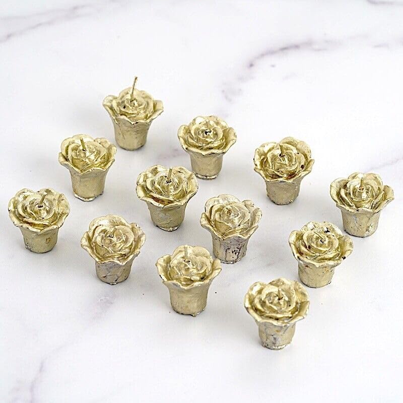 Weddings Parties and Gift 12 Gold Mini Roses Floating Candles Party Wedding Centerpieces Supplies vngift6524