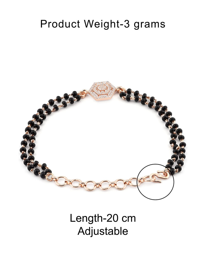 ZAVERI PEARLS Rose Gold Contemporary Cubic Zirconia Mangalsutra Bracelet For Women-ZPFK12639