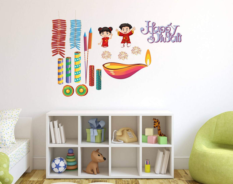 Tuffuk Happy Diwali Large Vinyl Wallstickers for Home Decorations(90 cm x 60 cm)5TZ0185