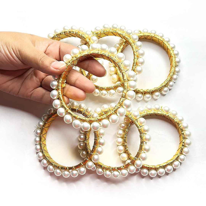 PRANSUNITA Pearl Beads Gota Chakri for Art Work Diwali, Lohri, Vandanwar, Handcrafted – Size -3 inch round – 10 pcs