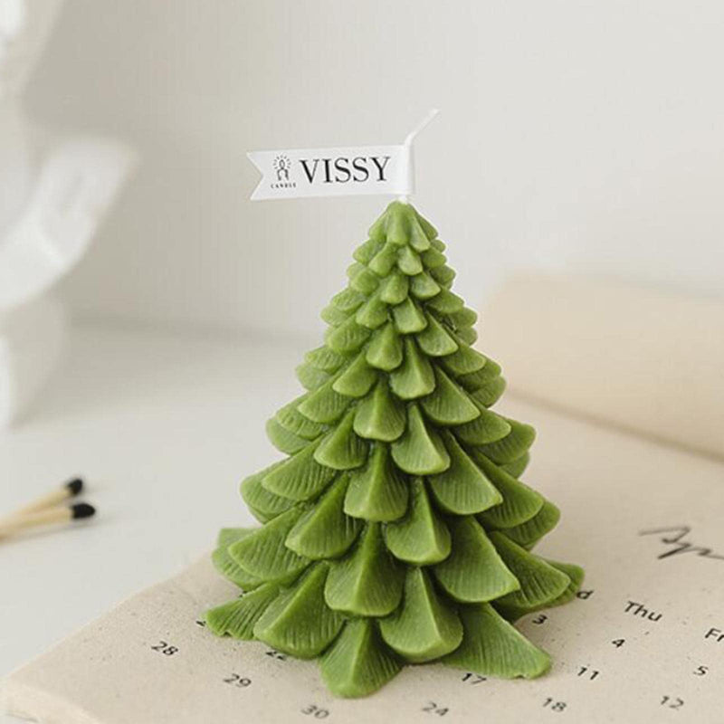 ATORSE® Christmas Tree Wax Scented Candle Creative Curve Home Decor Prop Olive Green