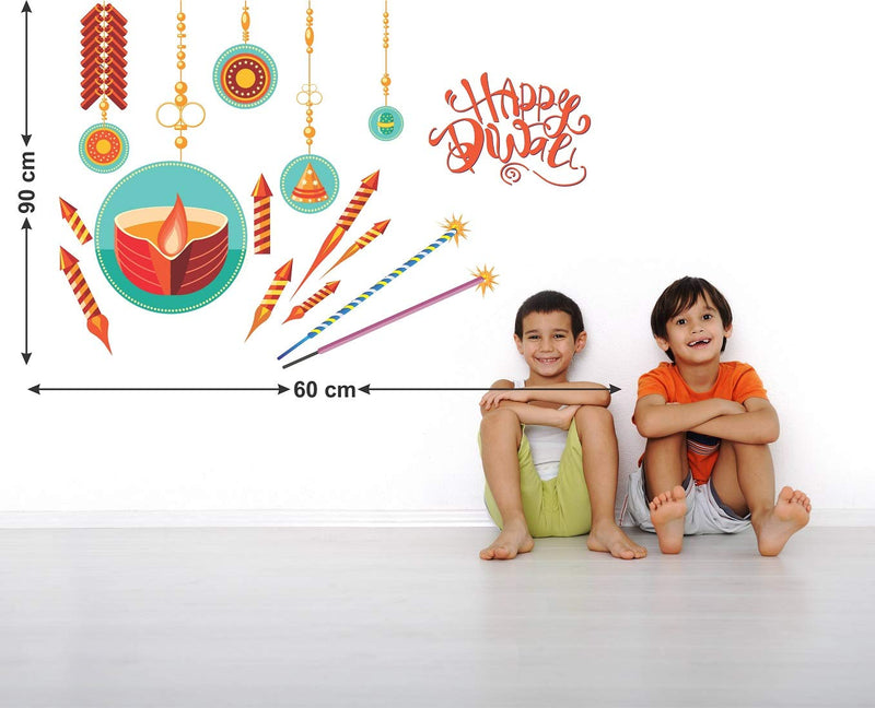 Tuffuk Happy Diwali Large Vinyl Wallstickers for Home Decorations(90 cm x 60 cm)5TZ0180