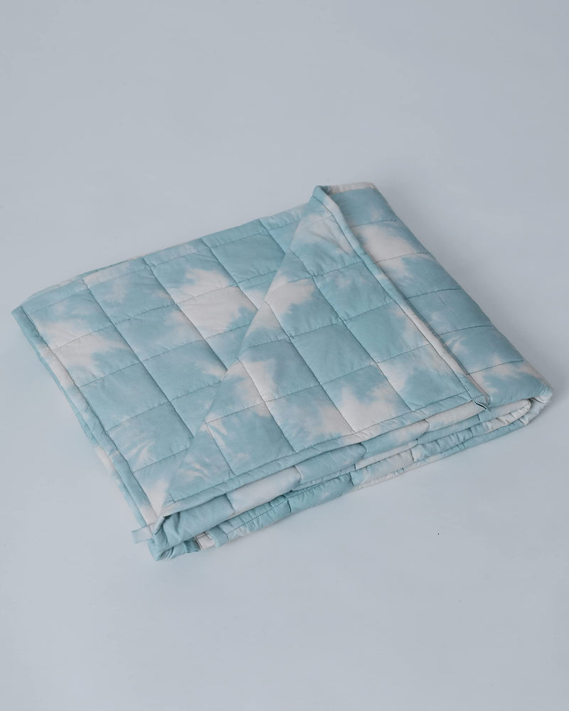 TuckedIn | All Season Blanket | Sky Blue dye - Cotton Weighted Blanket | Cotton Material Filled with High Density Glass Beads | Anxiety Blanket | Standard Size (50" x 75")