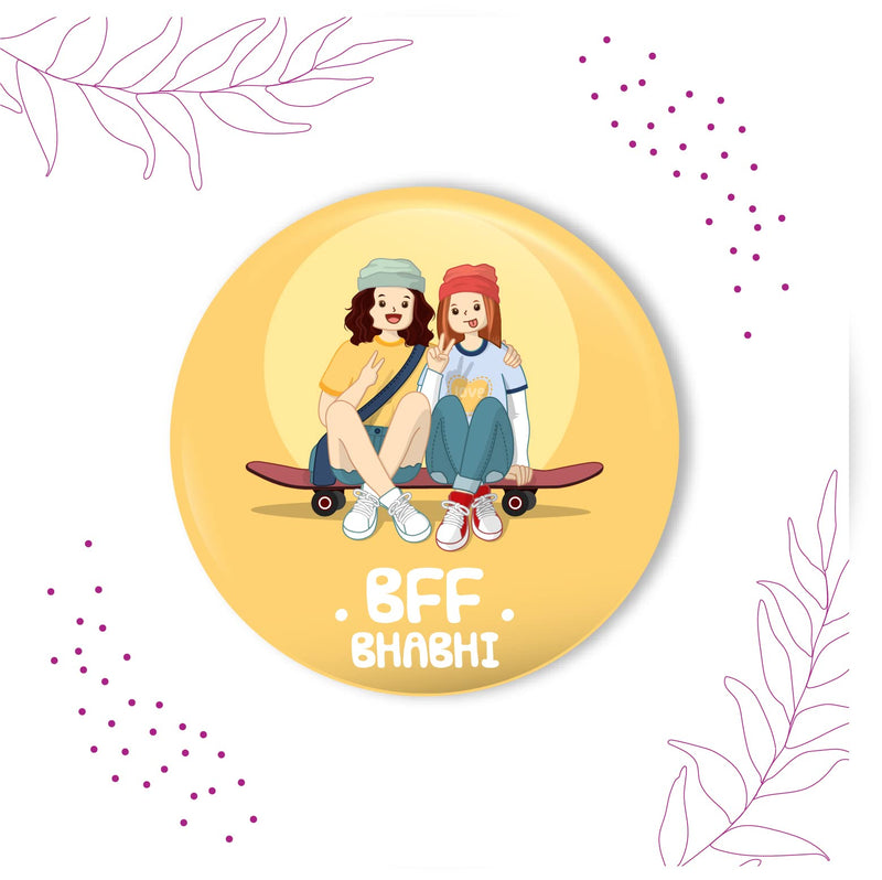 Bhai Please BFF Bhabhi Rakhi with Fridge Magnet for Bhabhi | Set of 1 pc with Roli/Kumkum- Chawal| Kids, Girls Designer, Fancy, Fun, Movie Rakhi Set| with Raksha Bandhan Greetings