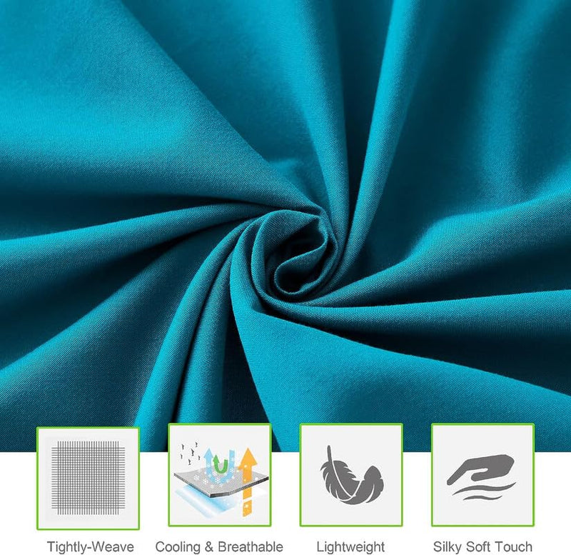 Elegio Plain Colour Double Bedsheet - Soft Brushed Microfiber Fabric - Shrinkage & Fade Resistant Solid Colour Bedsheet - Easy Care - 1 King Size Bedsheet and 2 Pillow Covers (92x102 Inches, Teal)