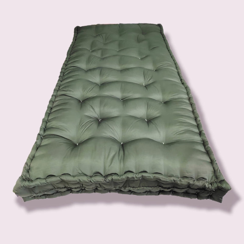 Deevine Craft Premium 5-Inch Soft Cotton Box Quilt Mattress | Foldable Gadda Medium Soft Cotton Silky Shiny Solid Color Mattress | Comfortable Cotton Box Bed Mattress 72X36X5 Inches (Bottle Green)